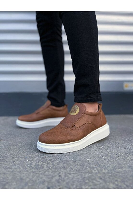 JY161 Hippo Bağcıksız Cilt Erkek Günlük Sneaker Ayakkabı CBT - Taba