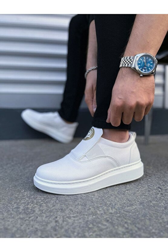 JY161 Hippo Bağcıksız Cilt Erkek Günlük Sneaker Ayakkabı CBT - Beyaz