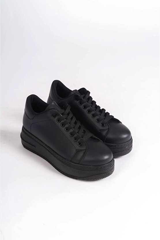Bıana Bağcıklı Ortopedik Taban Kadın Sneaker Spor Ayakkabı Cst - Siyah