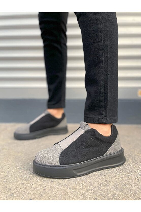 JY007 Alba Bağcıksız Süet Erkek Günlük Sneaker Ayakkabı SST GriSiyah