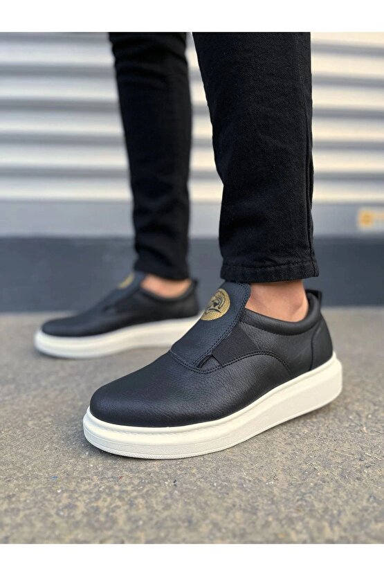JY161 Hippo Bağcıksız Cilt Erkek Günlük Sneaker Ayakkabı CBT - Siyah