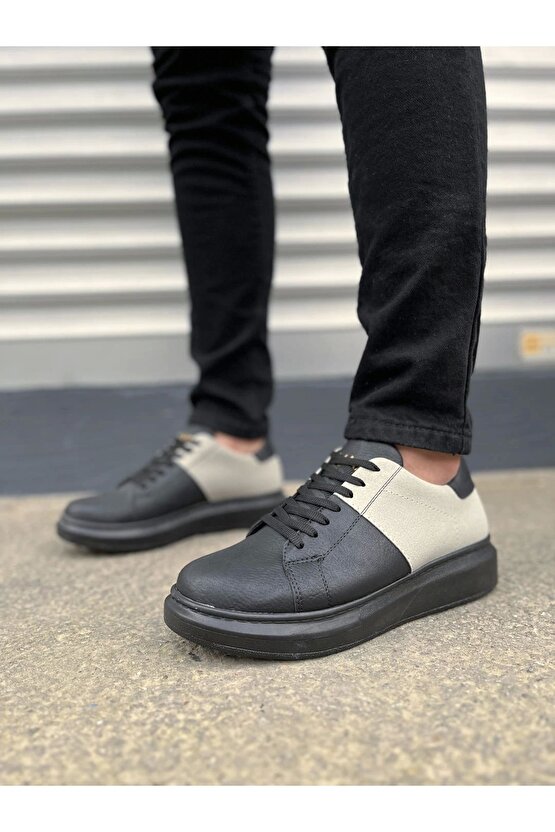 JY151 Boost Bağcıklı Cilt Süet Erkek Günlük Sneaker Ayakkabı CSST - SiyahGri