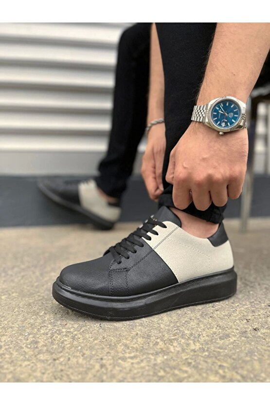 JY151 Boost Bağcıklı Cilt Süet Erkek Günlük Sneaker Ayakkabı CSST - SiyahGri