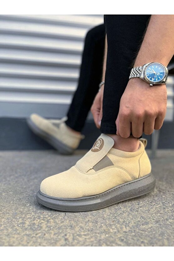 JY161 Hippo Bağcıksız Süet Erkek Günlük Sneaker Ayakkabı SGT - Bej