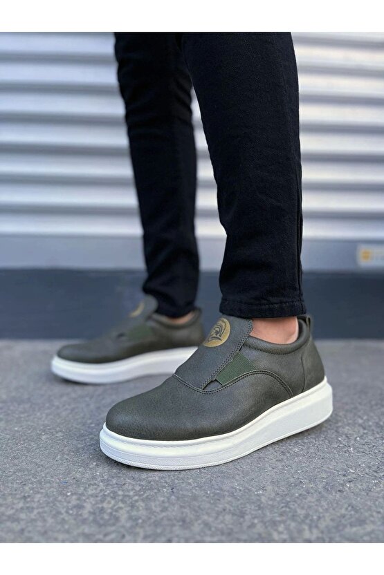 Jy161 Hippo Bağcıksız Cilt Erkek Günlük Sneaker Ayakkabı Cbt - Haki