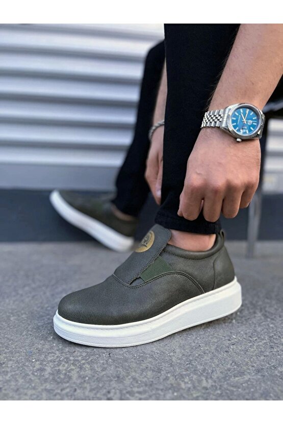 Jy161 Hippo Bağcıksız Cilt Erkek Günlük Sneaker Ayakkabı Cbt - Haki