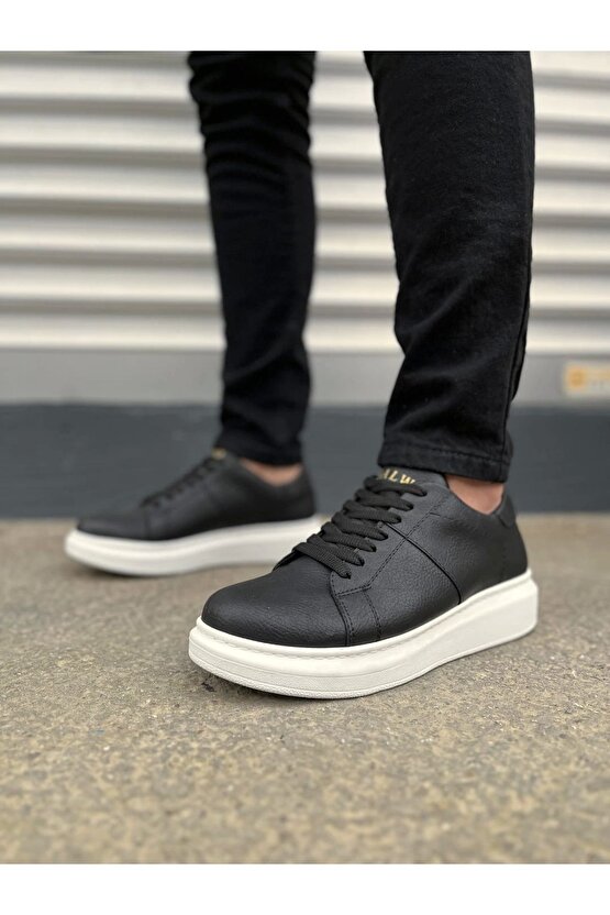 JY151 Boost Bağcıklı Cilt Erkek Günlük Sneaker Ayakkabı CBT - Siyah