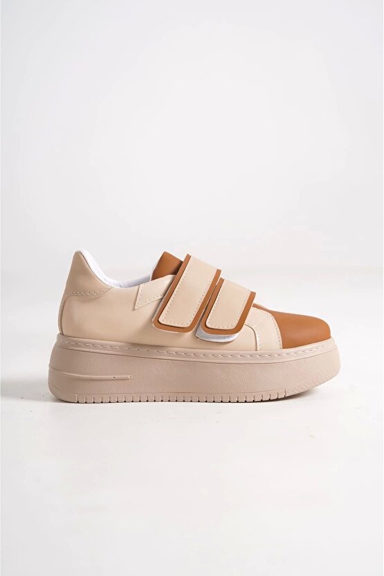 Valencıa Bağcıksız Cırt Cırtlı Ortopedik Taban Kadın Sneaker Spor Ayakkabı Ctt - Tenkahve