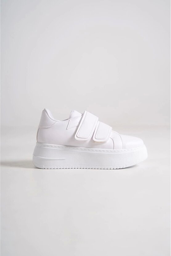 Valencıa Bağcıksız Cırt Cırtlı Ortopedik Taban Kadın Sneaker Spor Ayakkabı Cbt - Beyaz
