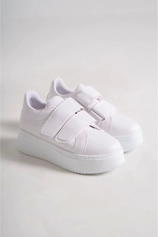Valencıa Bağcıksız Cırt Cırtlı Ortopedik Taban Kadın Sneaker Spor Ayakkabı Cbt - Beyaz