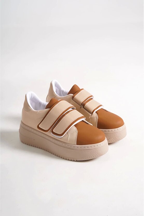Valencıa Bağcıksız Cırt Cırtlı Ortopedik Taban Kadın Sneaker Spor Ayakkabı Ctt - Tenkahve