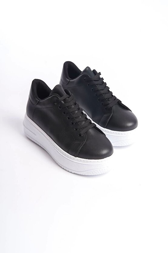 Bıana Bağcıklı Ortopedik Taban Kadın Sneaker Spor Ayakkabı Cbt - Siyah