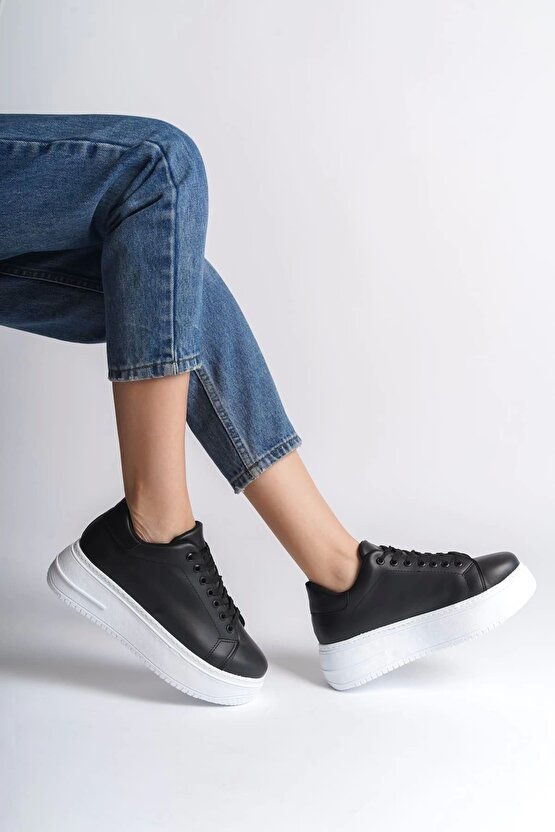 Bıana Bağcıklı Ortopedik Taban Kadın Sneaker Spor Ayakkabı Cbt - Siyah