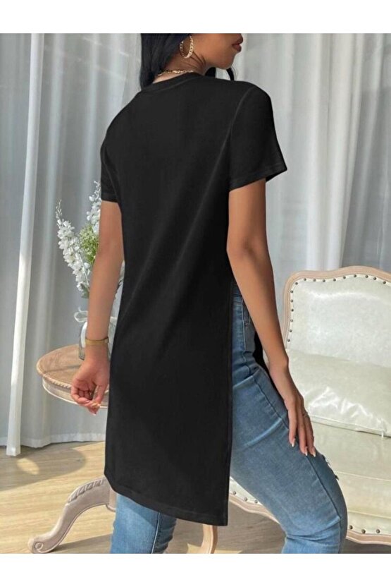 Moda Shop & Butik Kadın Yandan Yırtmaçlı Sandy Kumaş Bluz