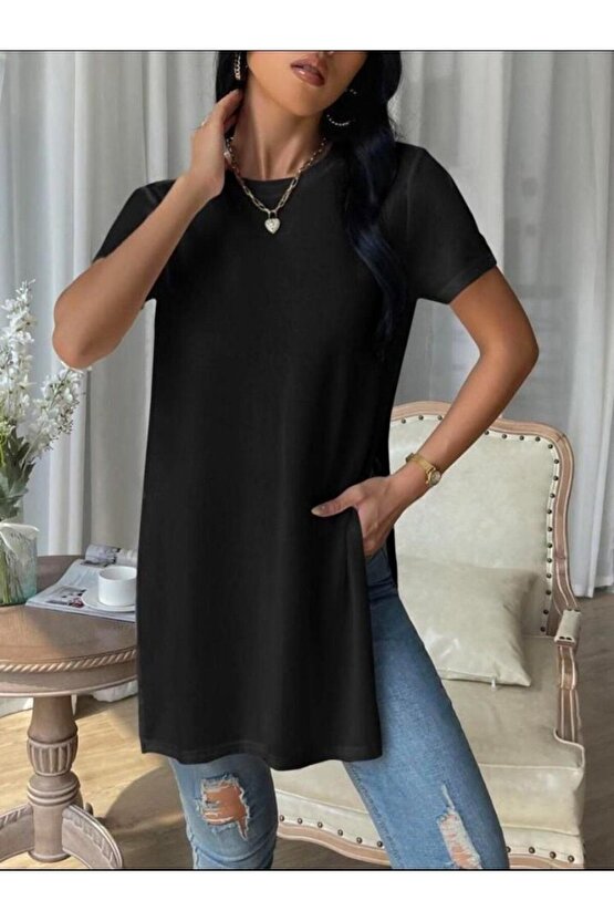 Moda Shop & Butik Kadın Yandan Yırtmaçlı Sandy Kumaş Bluz