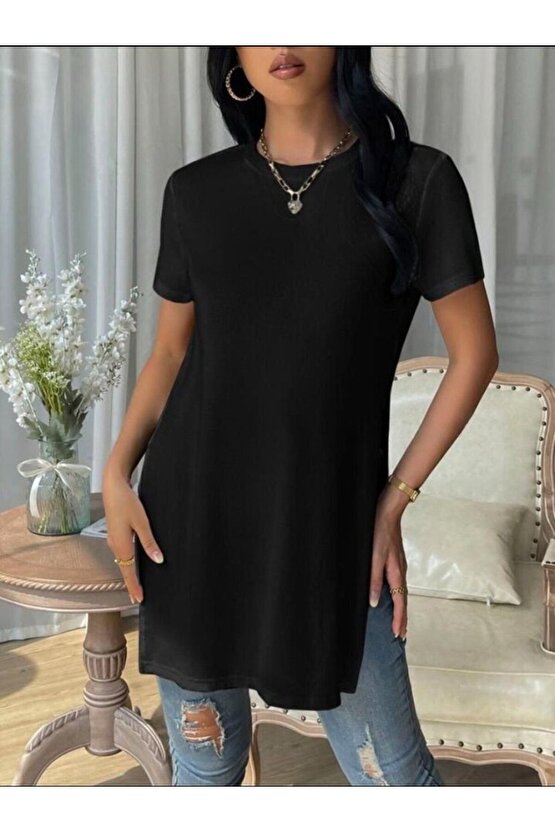 Moda Shop & Butik Kadın Yandan Yırtmaçlı Sandy Kumaş Bluz