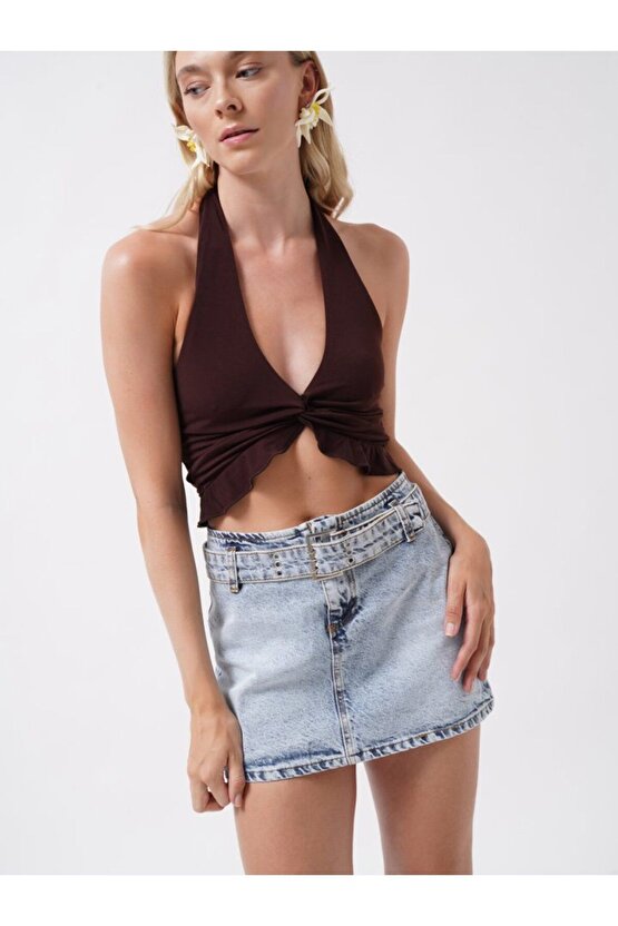 Moda Shop & Butik Kemer Detay Denim Mini Etek