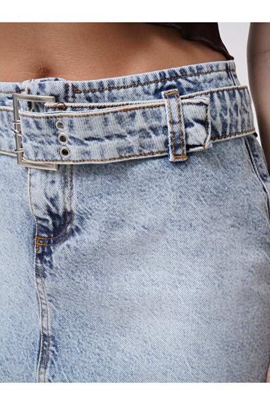 Moda Shop & Butik Kemer Detay Denim Mini Etek