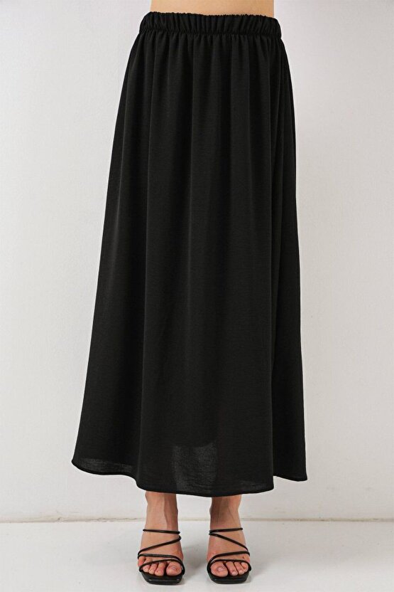 Moda Shop & Butik Uzun Ayrobin Etek 8050 - Siyah