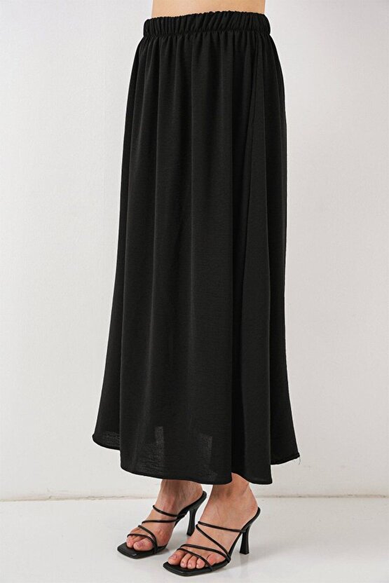 Moda Shop & Butik Uzun Ayrobin Etek 8050 - Siyah