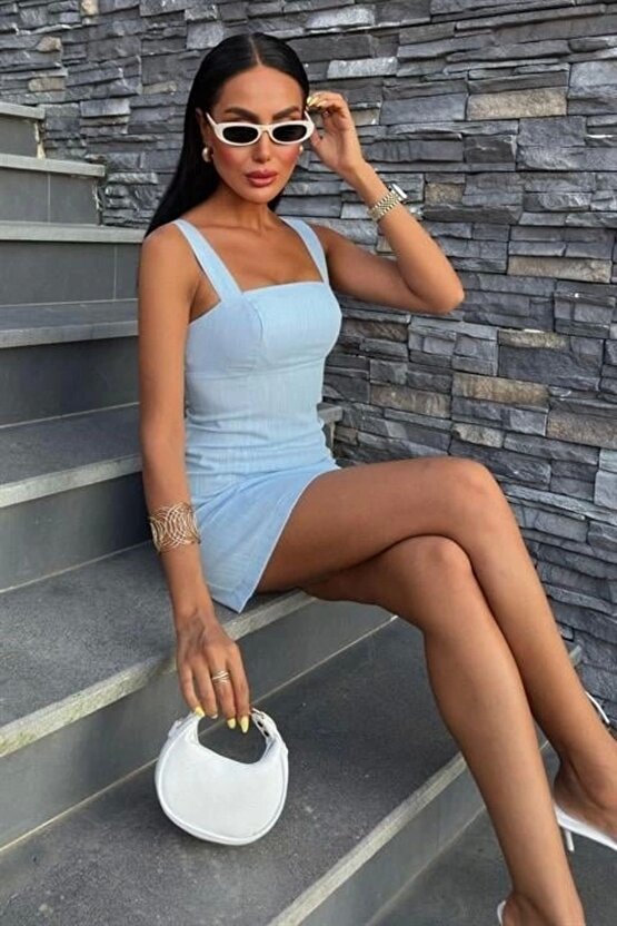 Kare Yaka Mini Elbise 2903