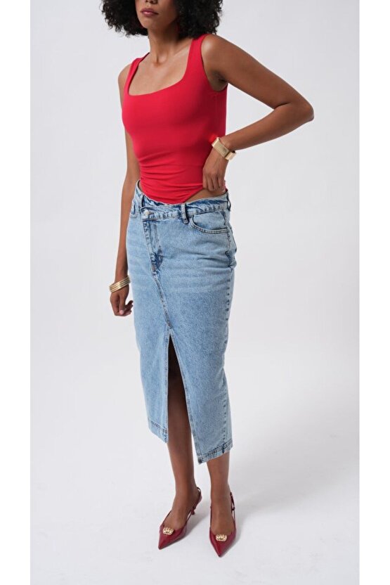 Moda Shop & Kare Yaka Kalın Askılı Bodysuit