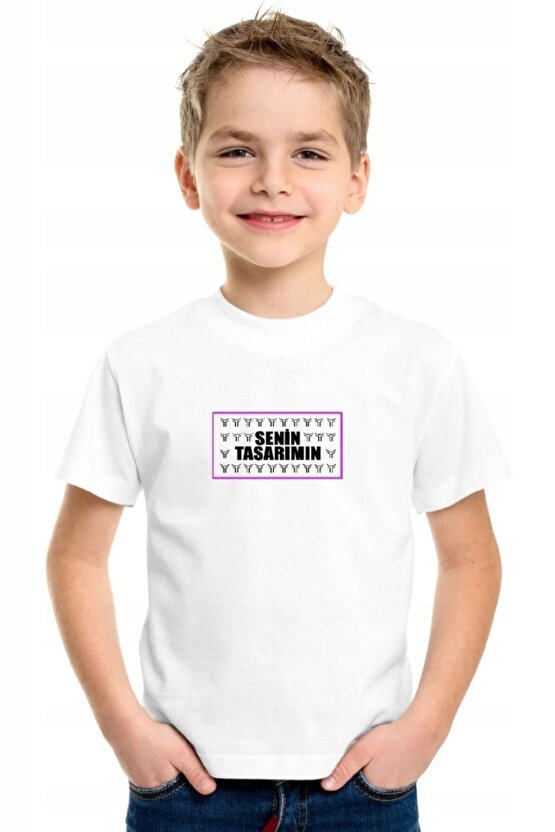 Çocuk Ön Sizin Tasarımınız Basic Tshirt - Beyaz
