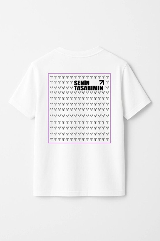 Çocuk Arka Sizin Tasarımınız Basic Tshirt - Beyaz
