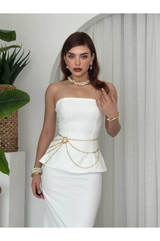 Moda Shop & Butik Spas Straplez Elbise