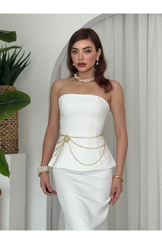 Moda Shop & Butik Spas Straplez Elbise