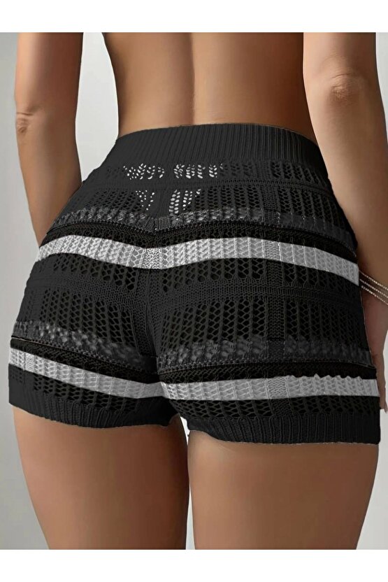 Kadın Belinden Bağlamalı Mini Triko Short