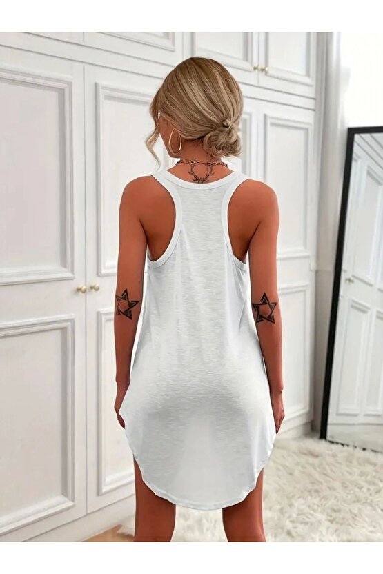 Kadın Kolsuz Halter Yaka Viskon Mini Elbise