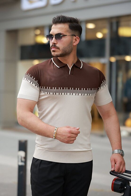 Moda Shop & Butik Erkek Hemşire Yaka Çift Renk Kısa Kollu Tişört