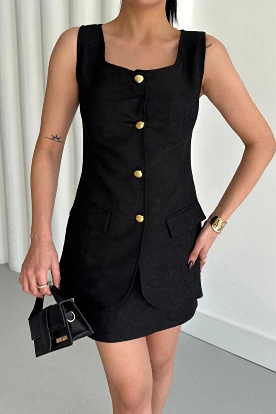 eyesof Mavi Beli Kuşaklı Ceket Ve Pantolon Parlak Takım