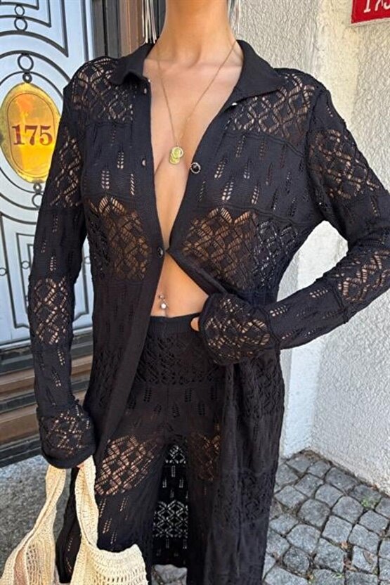 Ahes Shopping Bridget Ajurlu Uzun Hırka Takım 9881