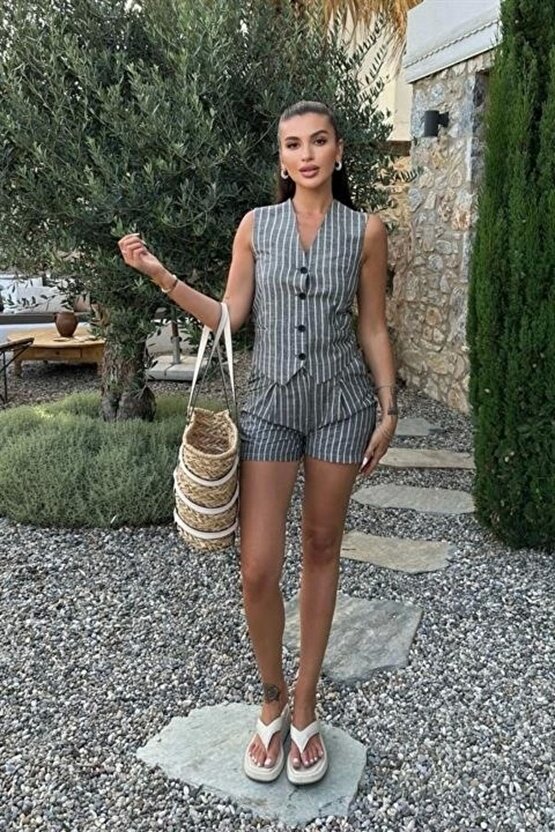 Carla Işıltılı Yelek Şort Takım 9821