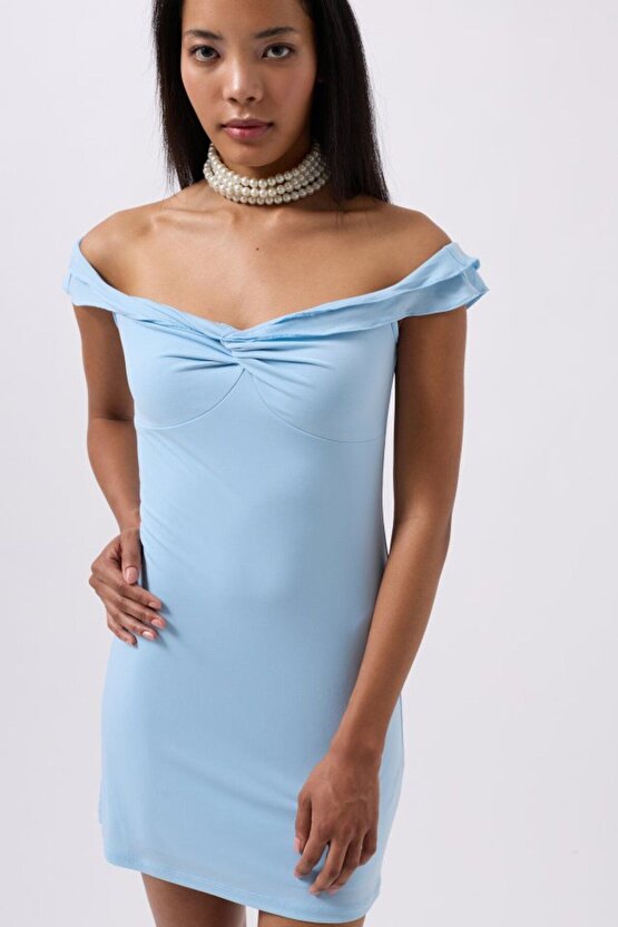 Moda Shop & Butik Büzgü Detay Omuz Askılı Mini Elbise