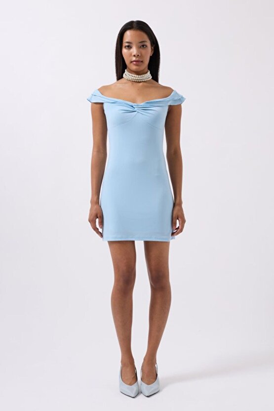Moda Shop & Butik Büzgü Detay Omuz Askılı Mini Elbise
