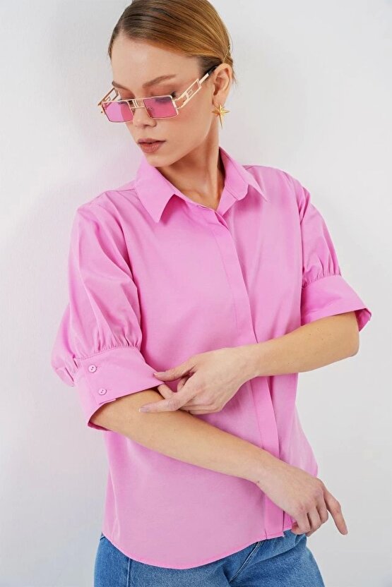 Kısa Kol Gömlek 20312 - Pembe