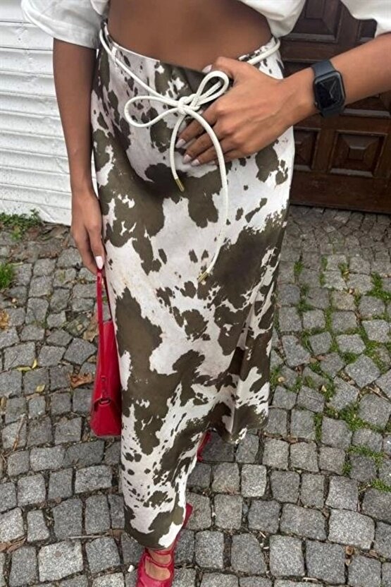 İnce Deri Kemerli Chanel Saten Etek 4050