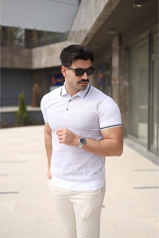Erkek Polo Yaka Fermuar Detaylı Tişört