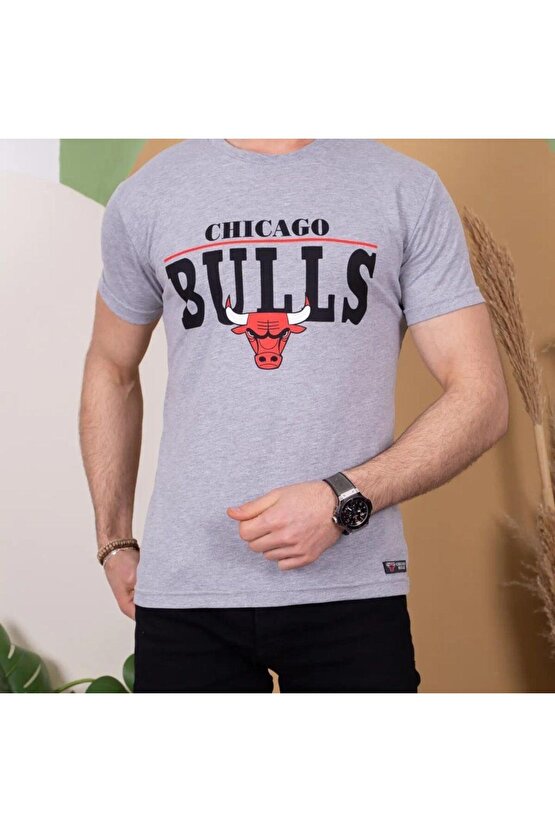 Erkek Kısa Kollu Chicago Bulls Baskılı Tişört