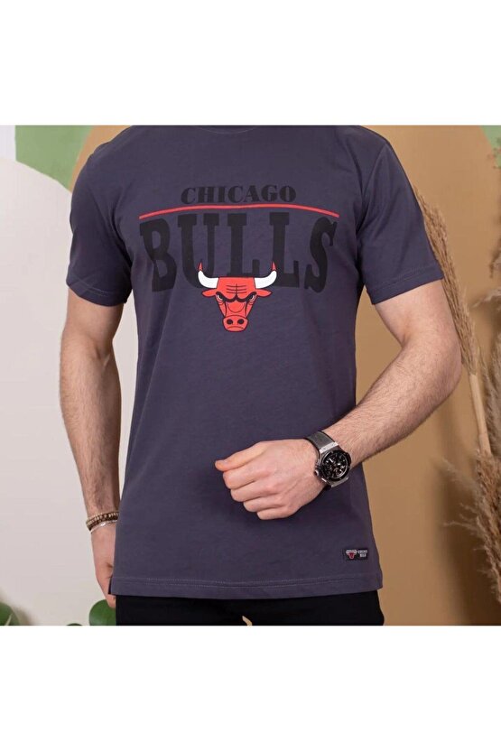 Erkek Kısa Kollu Chicago Bulls Baskılı Tişört