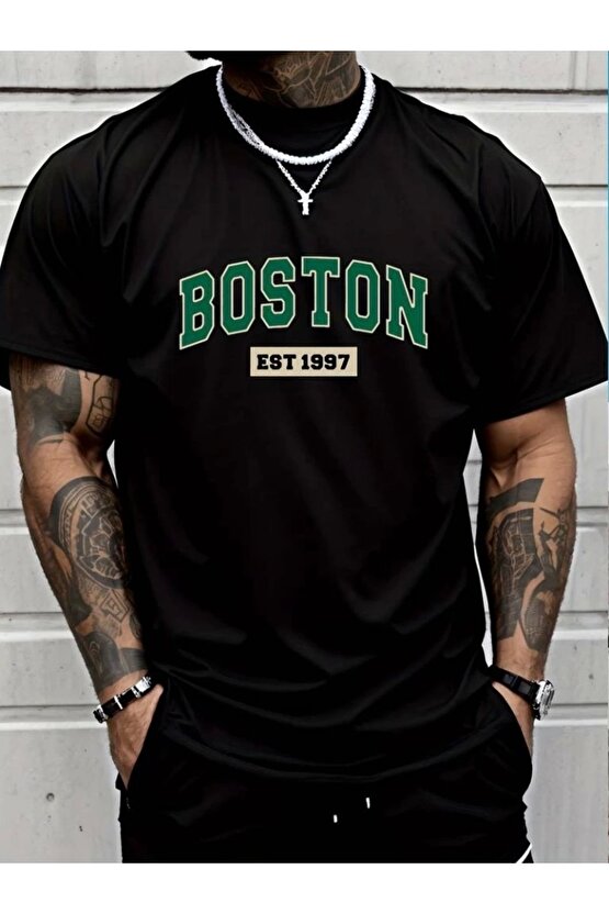 Erkek Boston Baskılı Süprem T-shirt