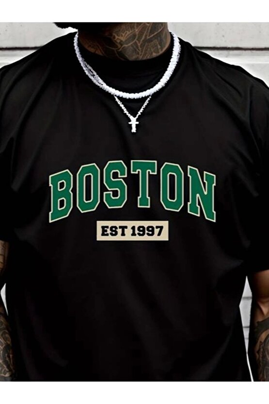 Erkek Boston Baskılı Süprem T-shirt