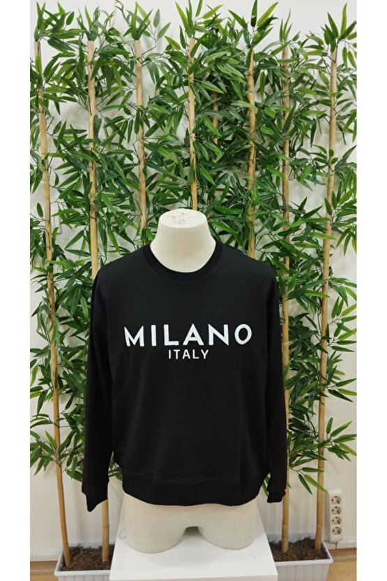 Ahes Shopping Erkek Uzun Kollu Bisiklet Yaka Milano Yazılı Iki Iplik Bluz