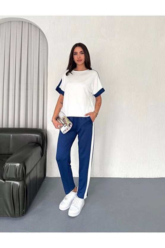 Kadın Modal Dokulu Kumaş Yanı Şeritli Takım