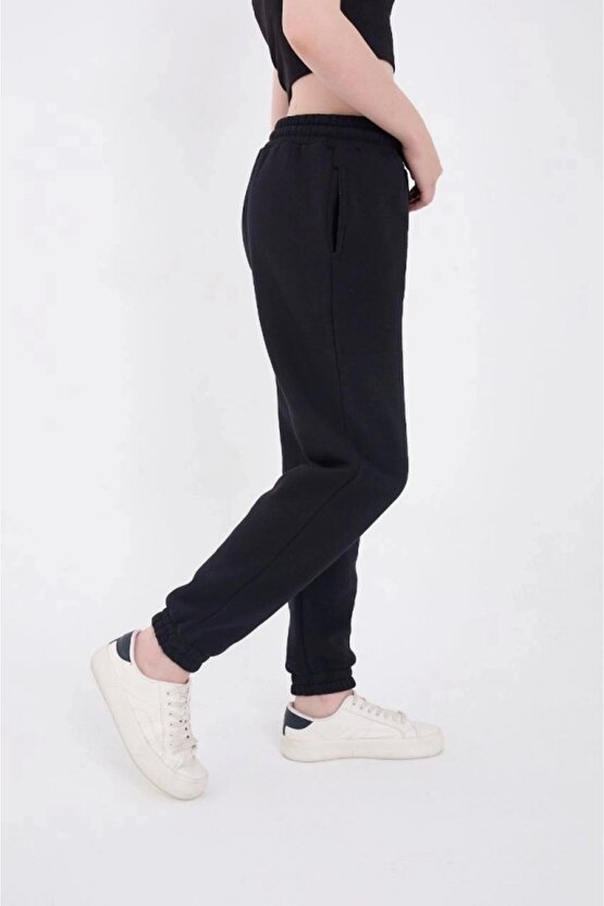 Üç İplik Basic astikli Eşofman Pantolon acivert