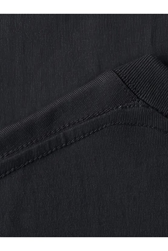 Baskılı Oversize Bisiklet Yaka T-shirt - Siyah