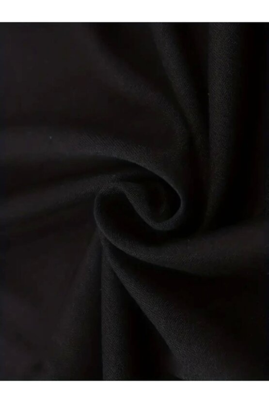 Baskılı Oversize Bisiklet Yaka T-shirt - Siyah
